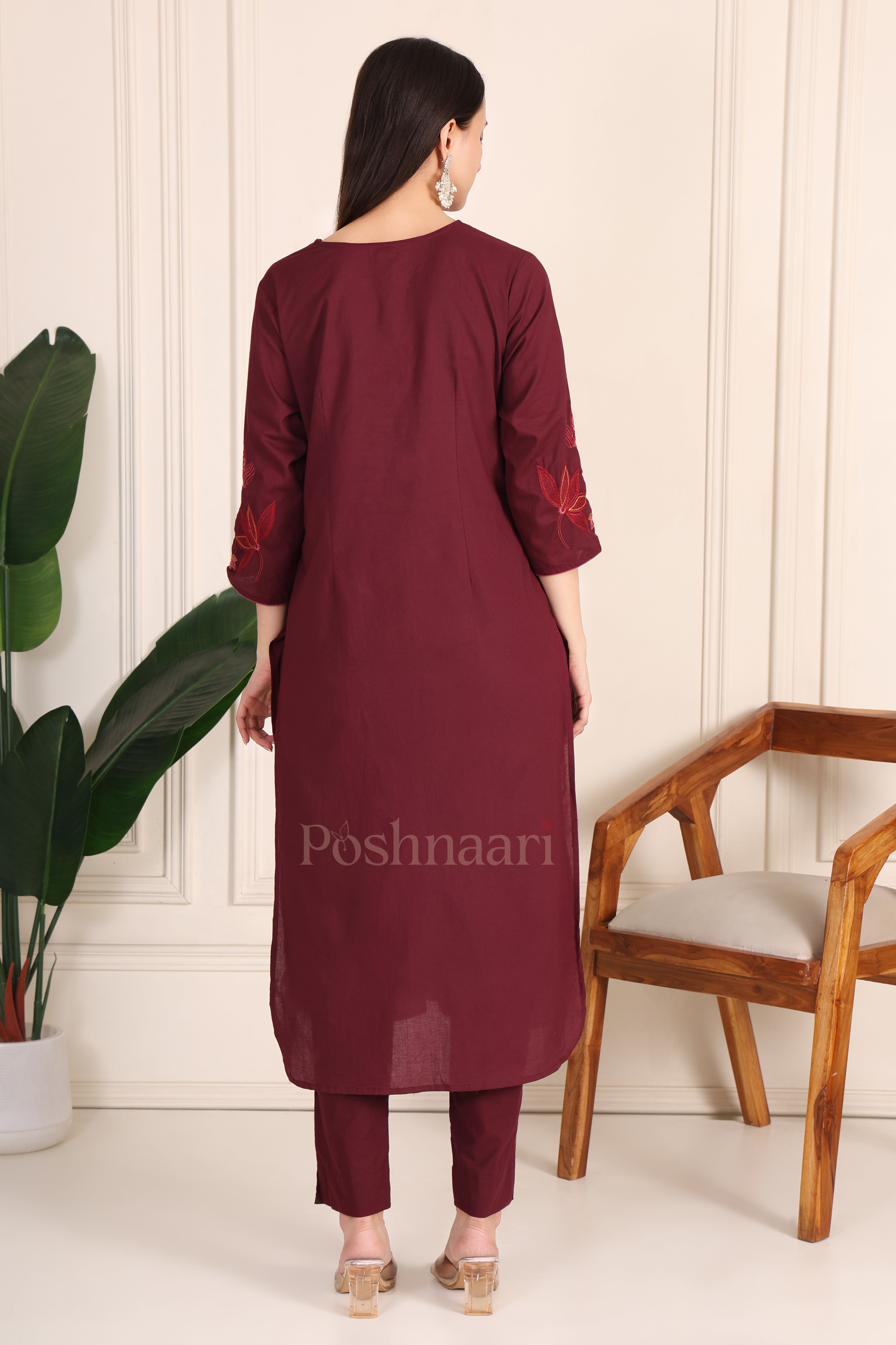 Burgundy Bloom Suit Set