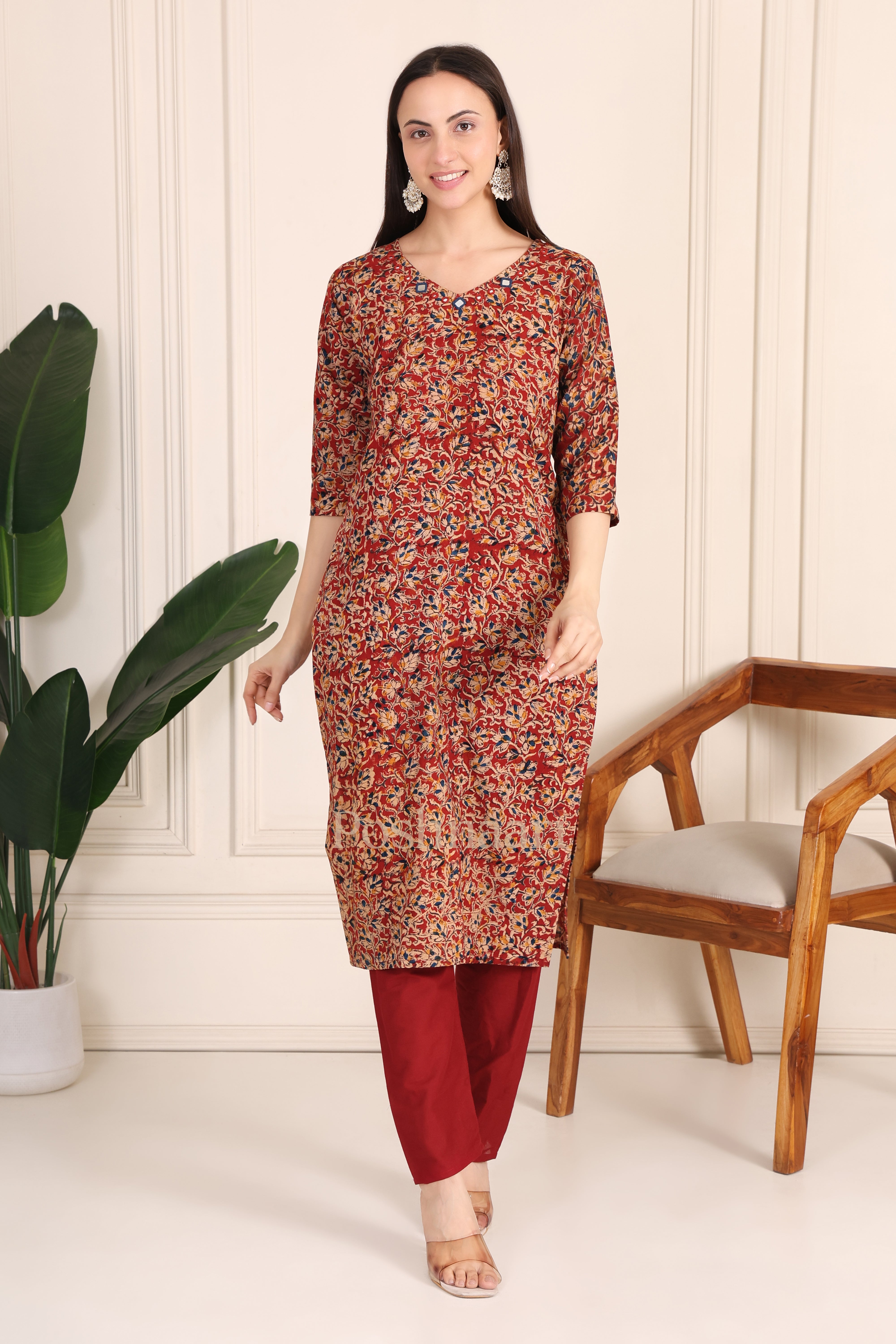 Saffron Garden Kalamkari Kurti
