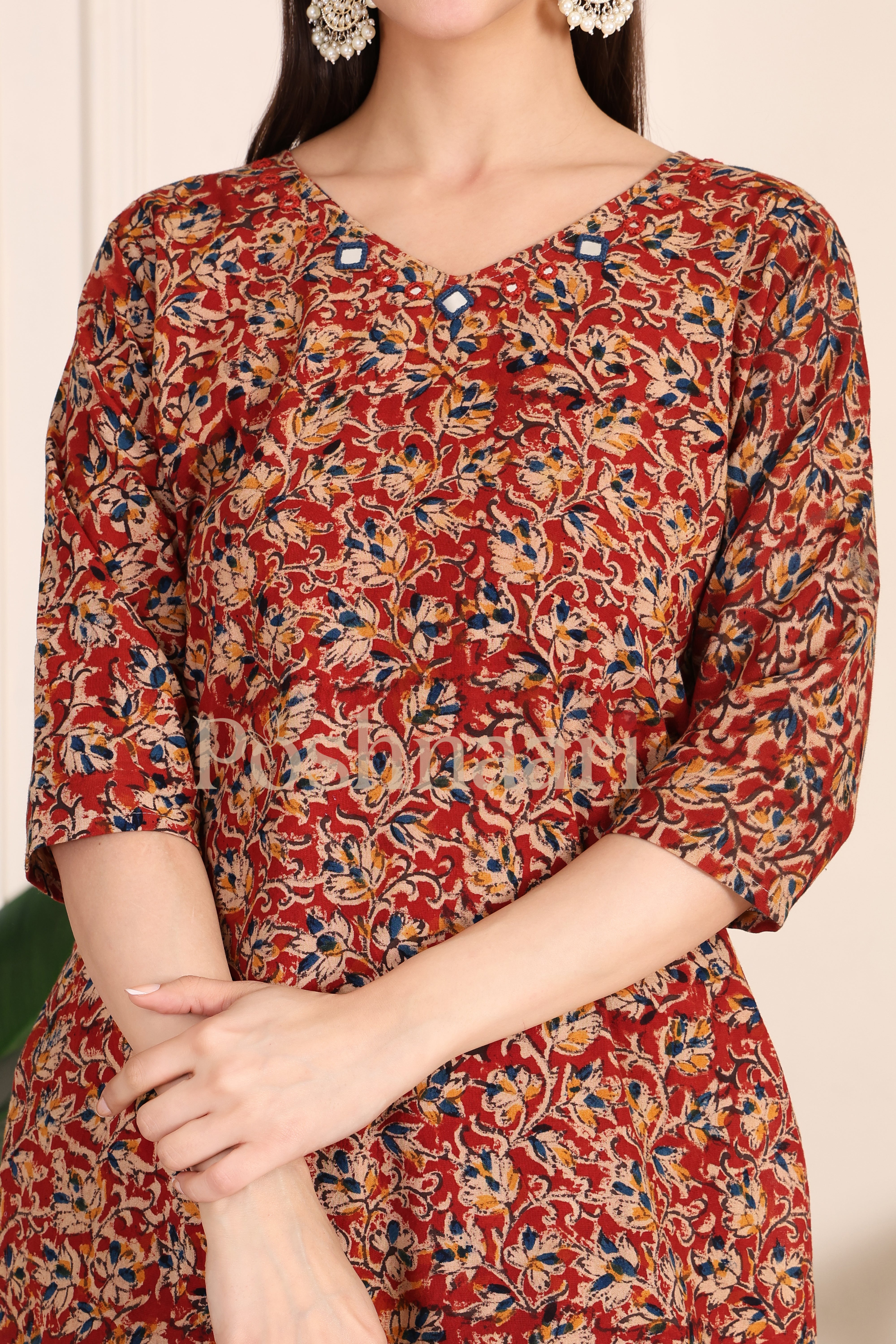 Saffron Garden Kalamkari Kurti