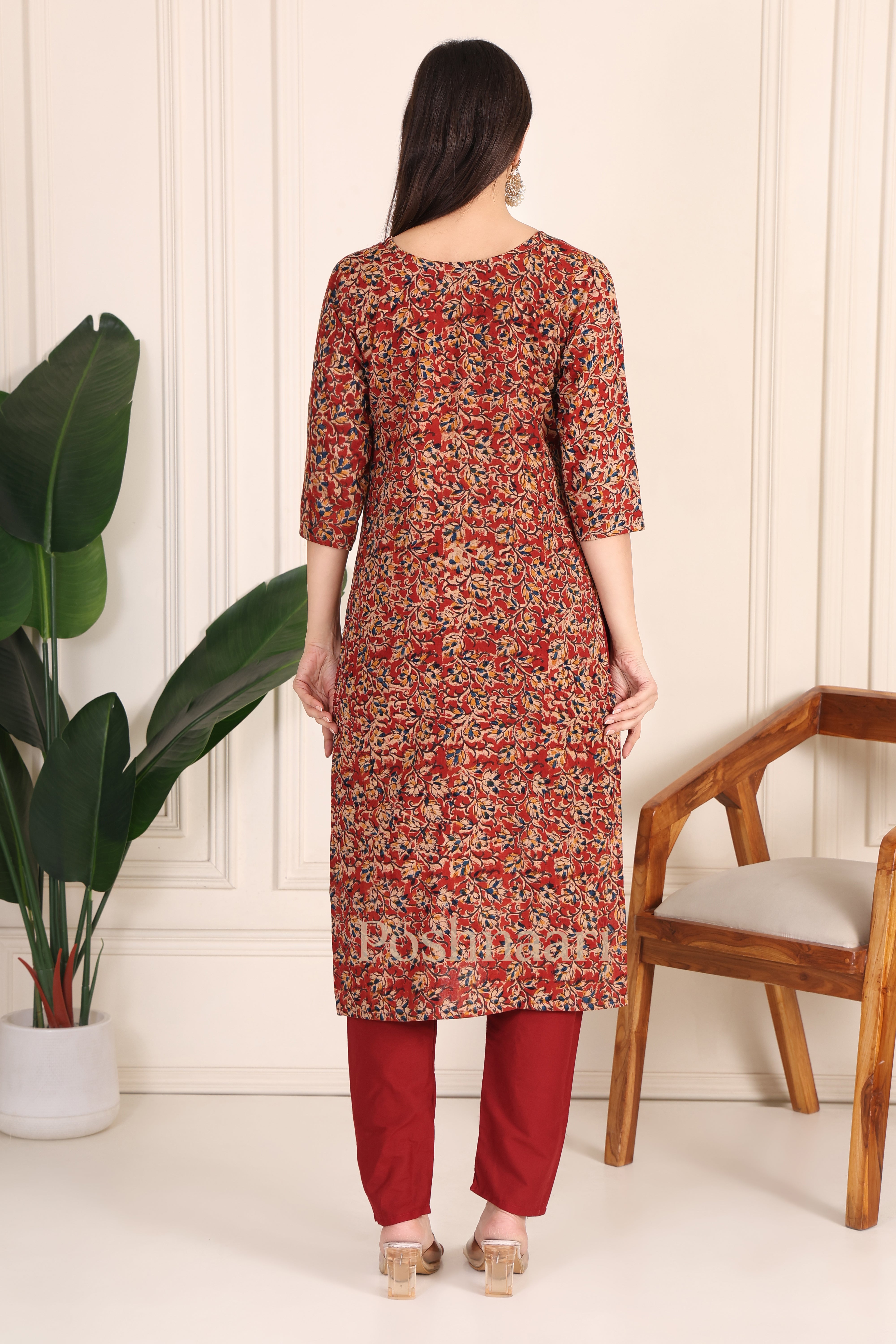 Saffron Garden Kalamkari Kurti